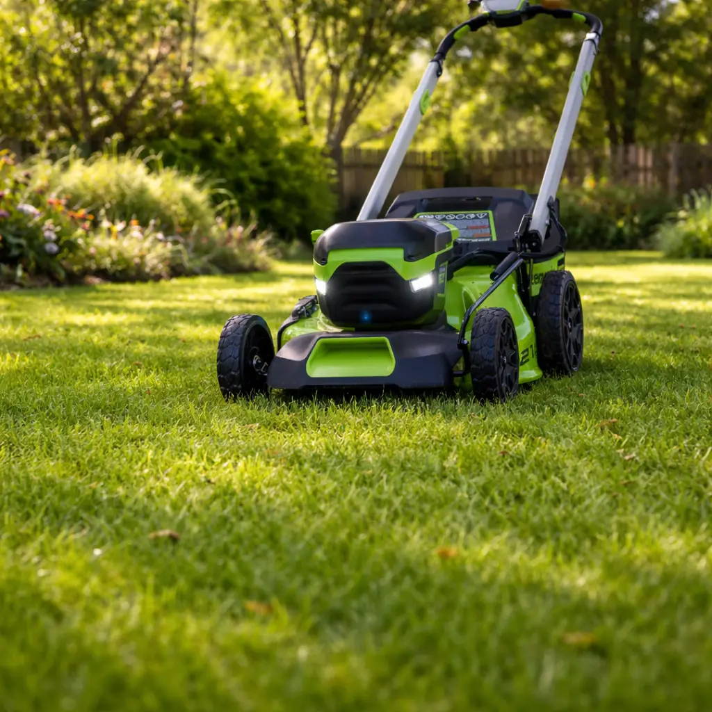 Freshly mowed residential lawn